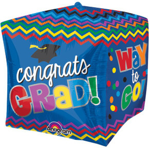 15'' UltraShape Cube Graduation Celebration Balloon Packaged