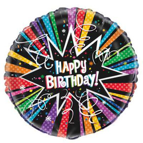 Rainbow Starburst Happy Birthday Mylar Balloon