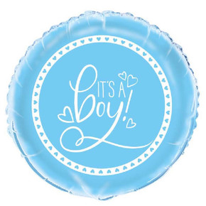 Blue Hearts Baby Shower Round Foil Balloon