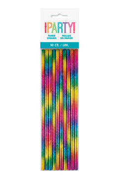 Rainbow Foil 10 Paper Straws