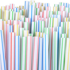 Assorted Color Striped Plastic Straws, 100ct