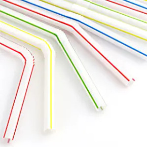 Flexible Striped Plastic Straws 50ct