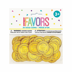 Pack of 30 gold coins for party favors