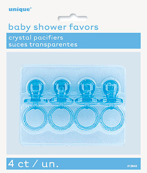 Blue Crystal Pacifier Favors 2" 4ct