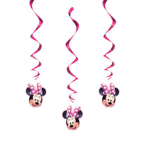 Disney Iconic Minnie Mouse Hanging Swirl Decorations 26" 3ct