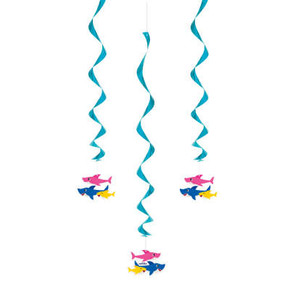 Baby Shark Hanging Swirl Decorations 26" 3ct