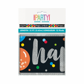 Happy birthday foil banner 12 ft