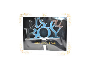 It's a Boy Mirrored Acrylic Cake Topper / Silver