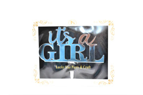 It's a Girl Mirrored Acrylic Cake Topper / Silver