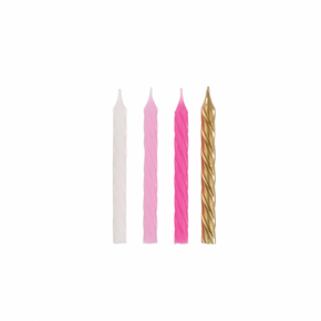 Decorative spiral cake candles in pink white and gold