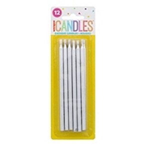 Silver Birthday Candles (12ct)