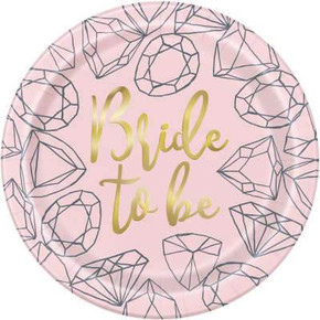 Pink Diamonds Bachelorette Party Plates 9''