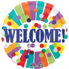 Welcome Dots & Stripes Foil Balloon 18"