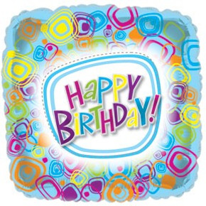 Groovy Happy Birthday Square Packaged 17''