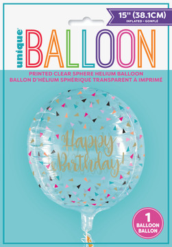 15 " (38.1CM)  Printed Clear Sphere Helium Helium Balloon