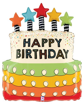 Foil Shape Candle Stars Birthday Cake Foil Balloon 31''