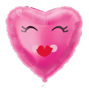 Smiling Pink Heart Shaped Foil Balloon 18''