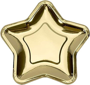 Modern Christmas Gold Star Paper Plates (8ct)