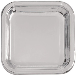Silver Foil Square Plates 9'' (8ct)