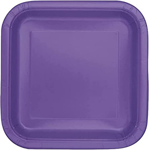Elevate Dessert Delights: 14-Pack of Neon Purple Disposable Square Dessert Plates (23cm) - Add a Touch of Glamour to Your Sweet Treats