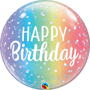 Celebrate in Style: 22-inch Happy Birthday Ombre & Dots Bubble Balloon – Perfect for Parties and Special Occasions