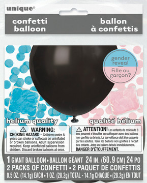 Gender Reveal Helium Quality 1 Giant Ballon 24 IN (60.9 Cm) 24 PO 2 Packs Of Confetti 0.5Oz (14.1g) Each 1Oz (28.2g)