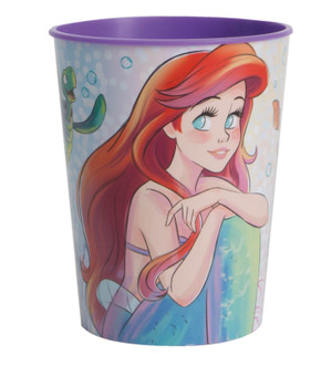 little mermaid ariel reusable plastic cup with colorful design