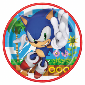 Round Sonic the Hedgehog themed party plate