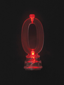 Flashing number 0 candle holder glowing in red light Flashing number 0 candle holder glowing in red light