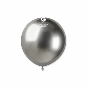 19 inch silver balloon reflective surface close up