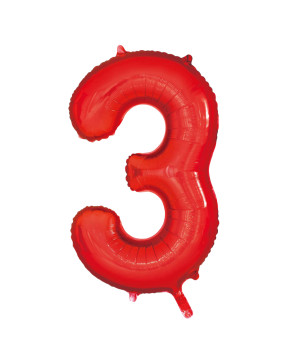 34-inch Number 3 Red Foil Balloon for Birthdays, Anniversaries, and Party Decorations