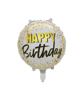 16-inch gold confetti birthday foil balloon sold flat