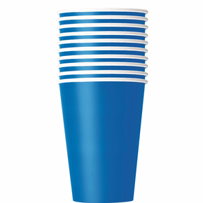 Royal blue paper cups shown together