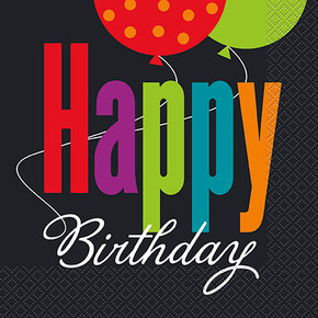 Happy Birthday napkin with colorful festive lettering