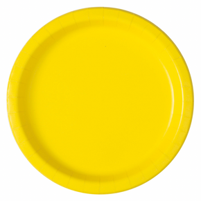 Neon yellow round paper plate