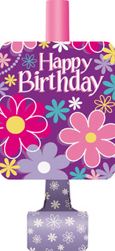 Happy Birthday blowout with colorful flower pattern