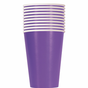 Neon Purple Paper Cups – 12 oz, 10 ct