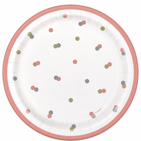 Rose gold confetti paper plate