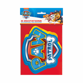 Paw Patrol party invitations with envelopes