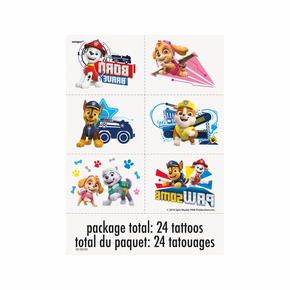 Kids party tattoos featuring Paw Patrol