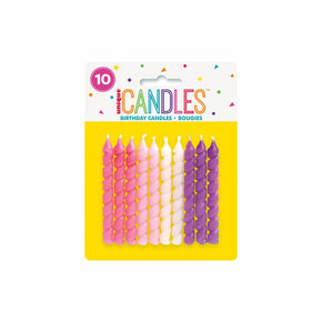 Pink and purple birthday candles 10ct for cake