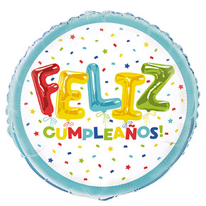 Feliz Cumpleanos, Happy Birthday foil balloon in Spanish