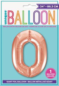 Giant Balloon Numeral number 0 Rose Gold