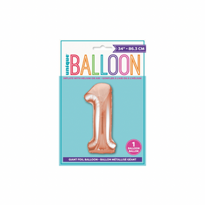 34” Rose Gold Number 1 Foil Balloon – 1ct