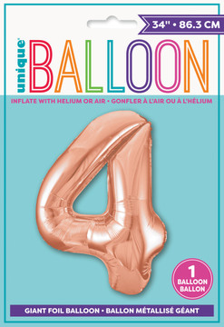 Giant Balloon Numeral number 4 Rose Gold