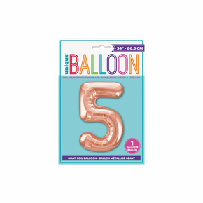 34” Rose Gold Number 5 Foil Balloon – 1ct