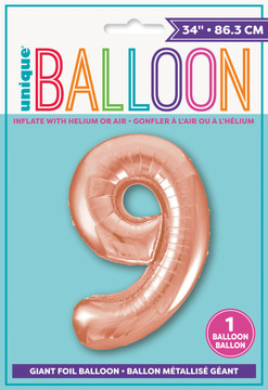 Giant Balloon Numeral number 9 Rose Gold