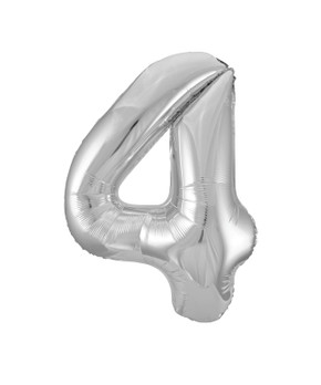 34" Balloon Number 4 Silver