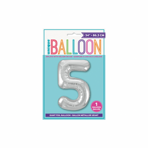 Silver number 5 balloon for birthday party decoration