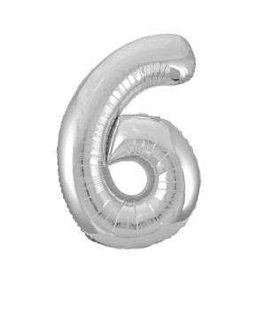 34" Balloon Number 6 Silver